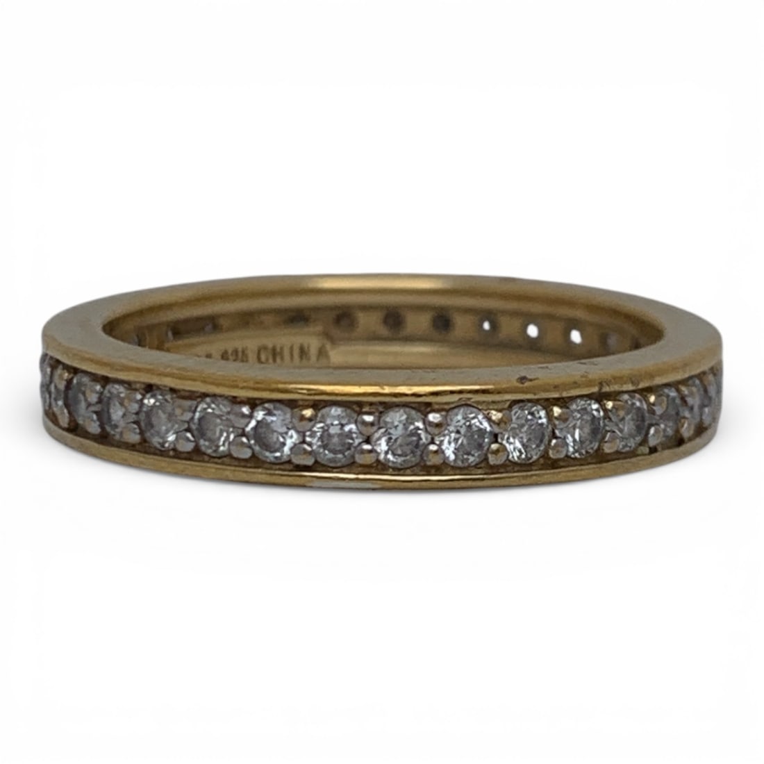 Sterling Silver Gold Tone Ring W Cubic Zirconia: Marked 925 Cz - Size 7 - 2.9 Grams