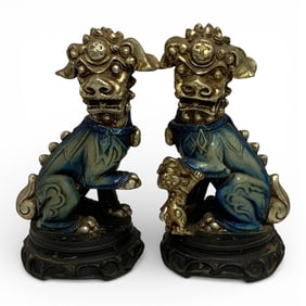 Pair Of Oriental Foo Dog Sculptures