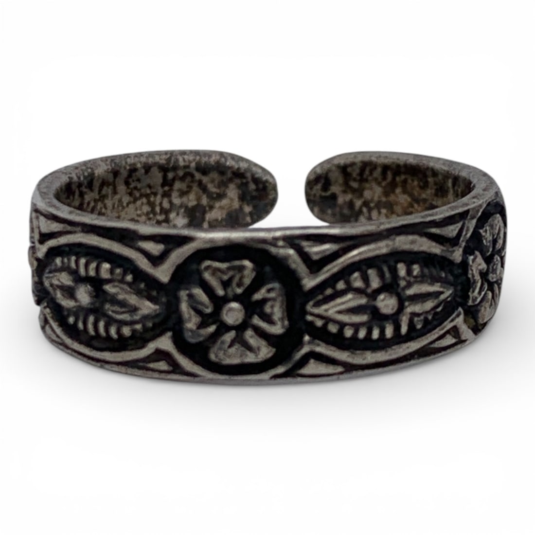 Sterling Silver Floral Ring - 7