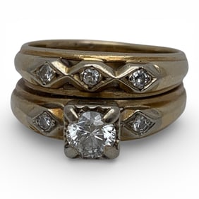 14k Yellow Gold & Diamond Wedding Set