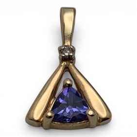 14k Yellow Gold Diamond & Tourmaline Pendant