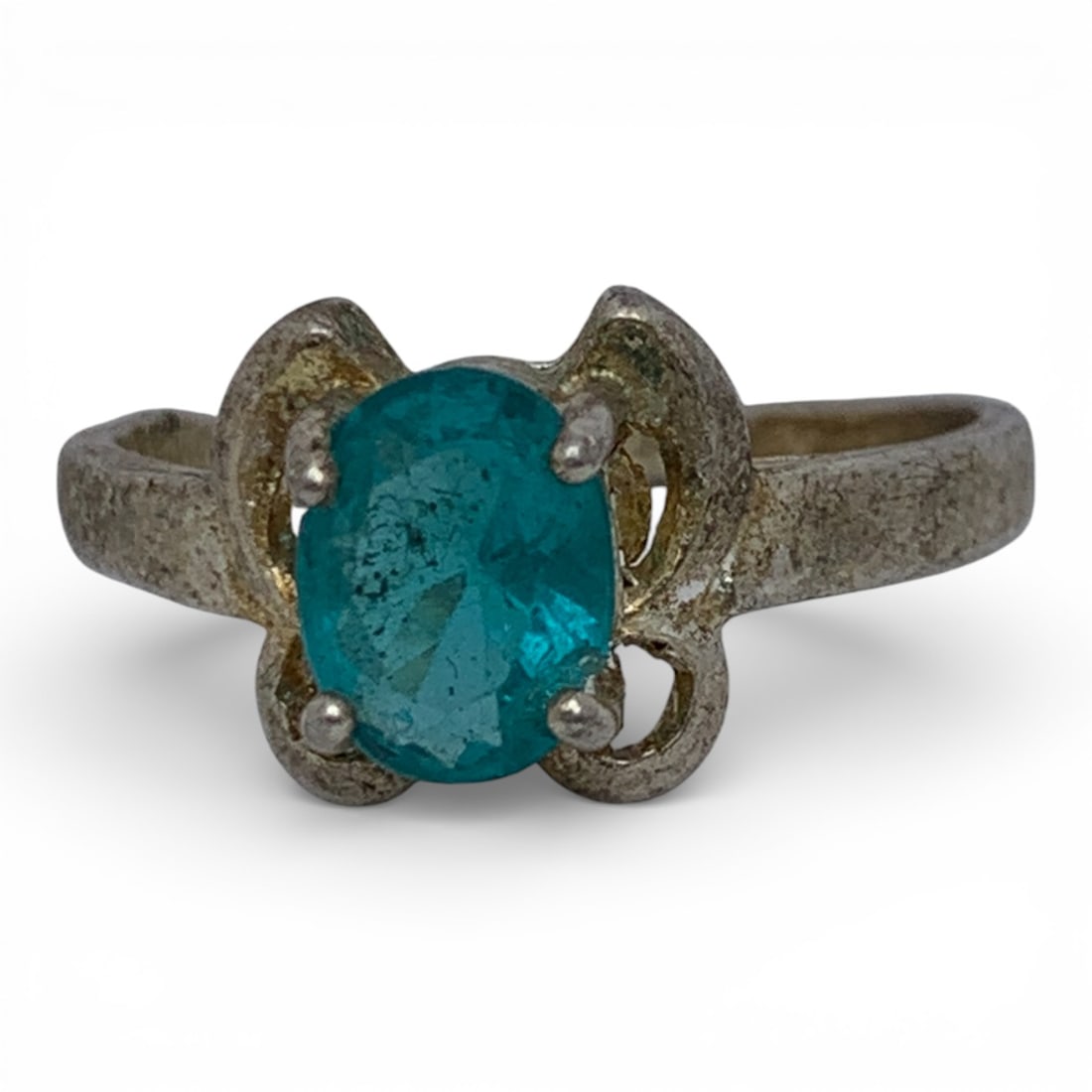 Sterling Silver Ring With Blue Stone - 7