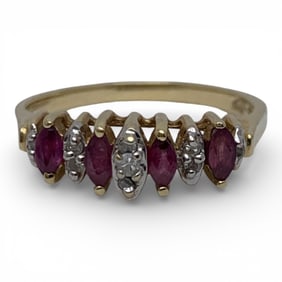 14k Yellow Gold Diamond & Ruby Ring