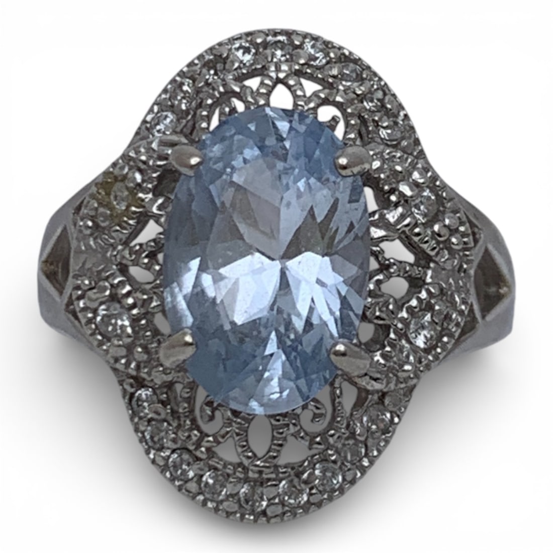 J. Esposito Sterling Silver & Cubic Zirconia Ring: Marked Espo 925 Cz - Size 7 - 5.8 Grams