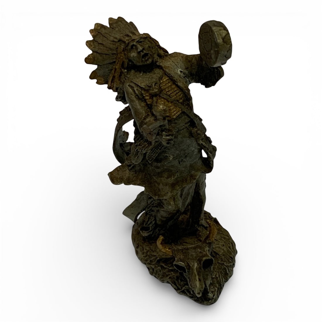 1992 Jim Ponter Fine Pewter Sculpture: Sitting BullMarked On Edge: Jim PonterMarked On Bottom: Sitting Bull By Jim Ponter, Fine Pewter, 19923 3/4" Tall