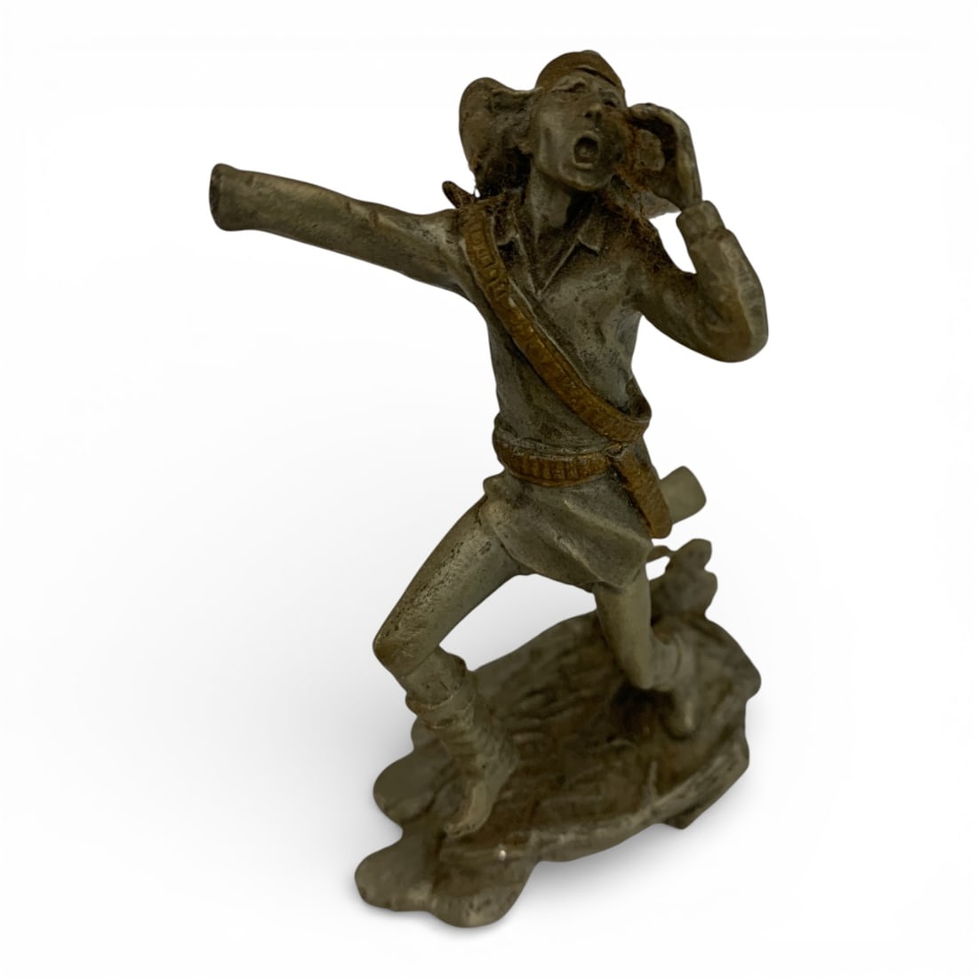 1992 Jim Ponter Fine Pewter Sculpture: Cochise Marked On Edge: Jim PonterMarked On Bottom: Cochise By Jim Ponter, Fine Pewter, 19923 1/4" TallHand Of Sculpture Is Broken