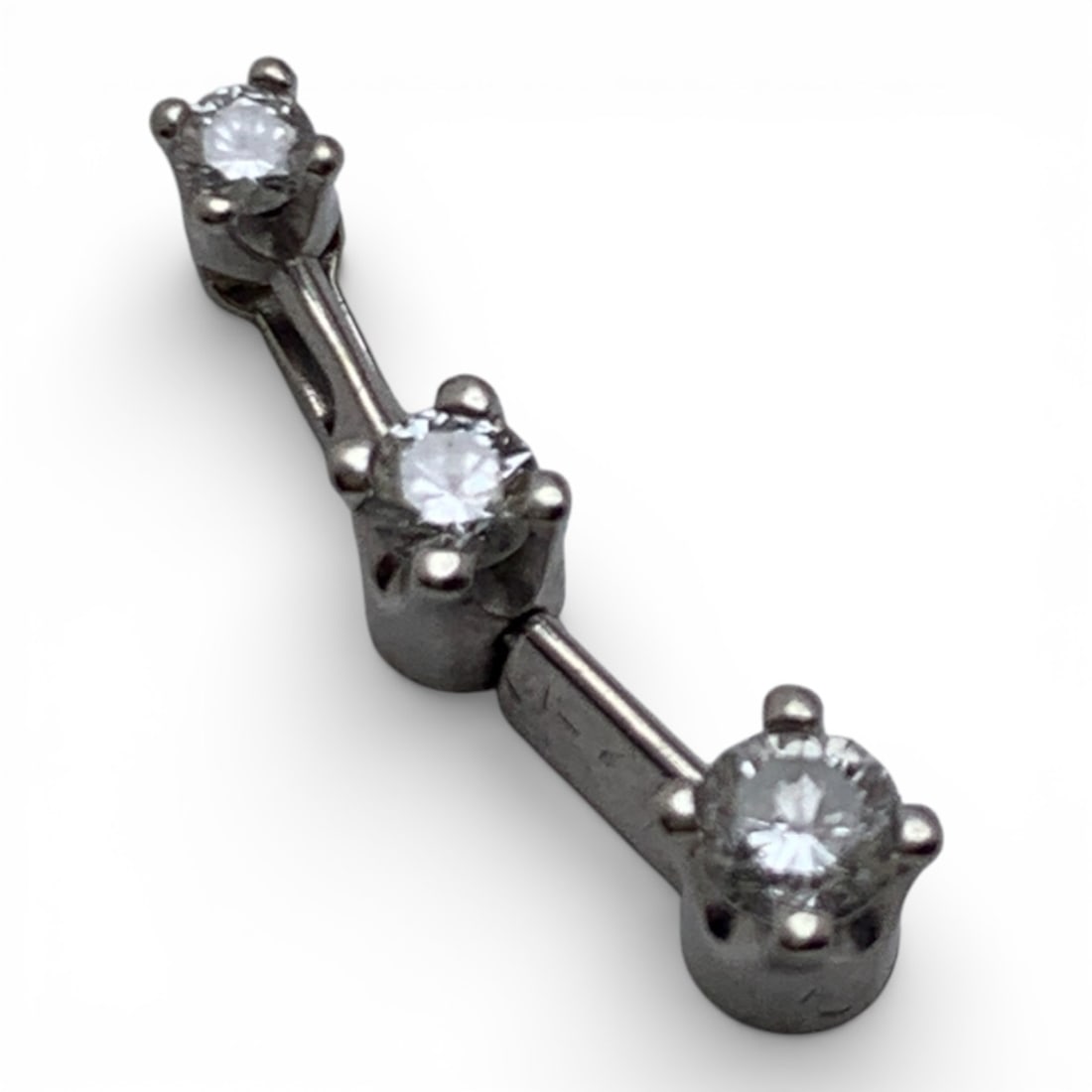 14k White Gold & Diamond Pendant: Marked 14k - 3/4" Long - 0.6 DwtGemstones Tested With Presidium Gem Tester Il - Berners Does Not Guarantee Authenticity Of Gemstones