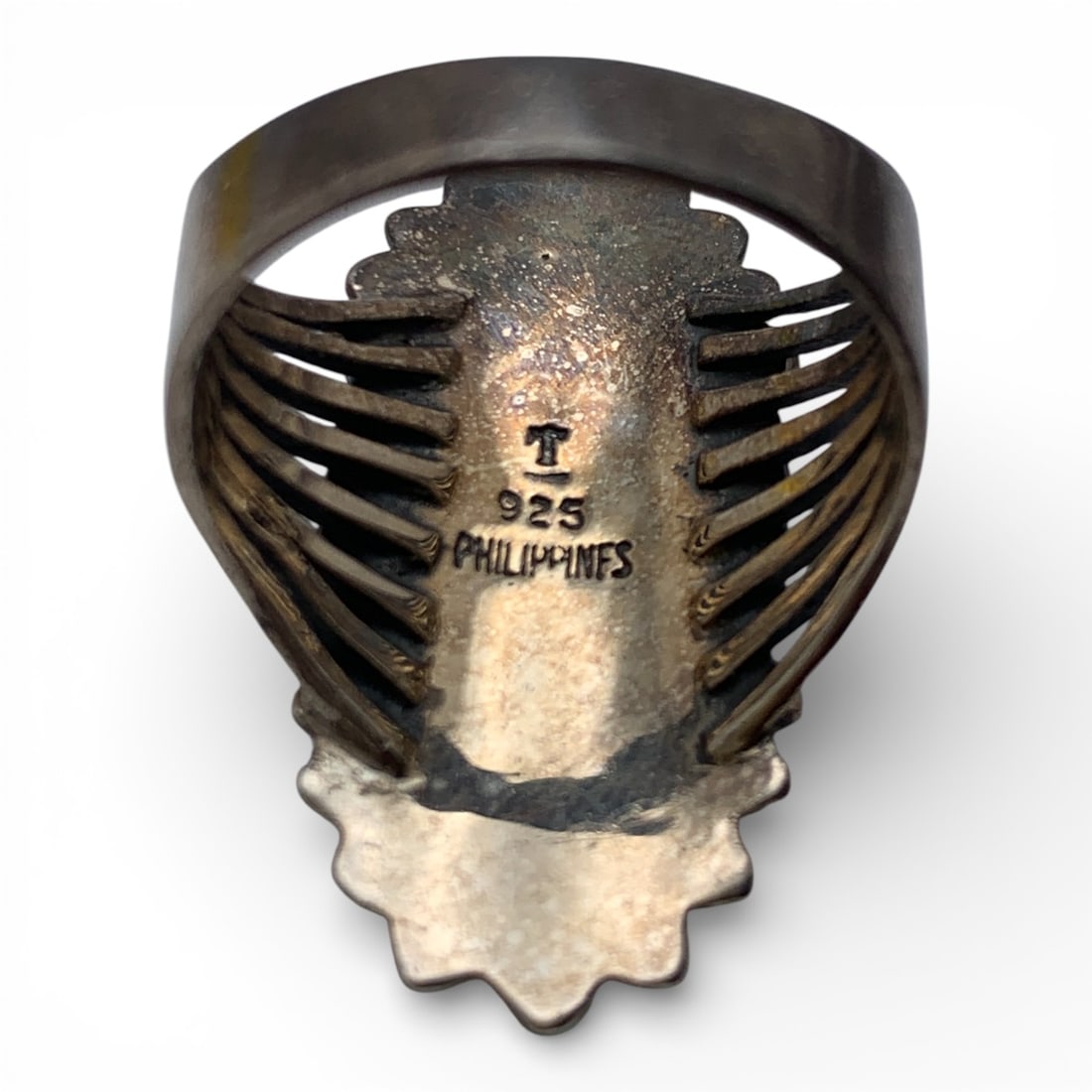 Sterling Silver & Blue Stone Ring - 11