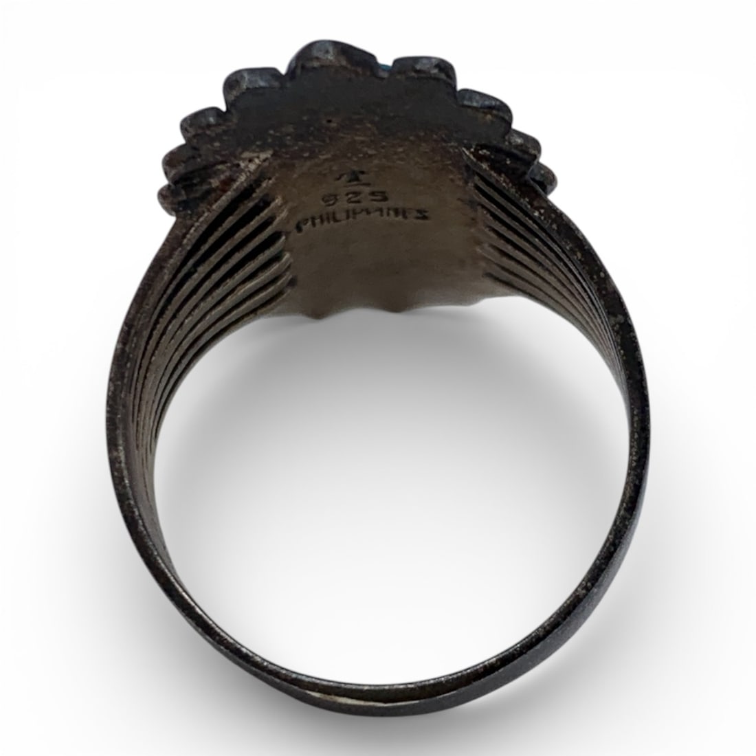 Sterling Silver & Blue Stone Ring - 2