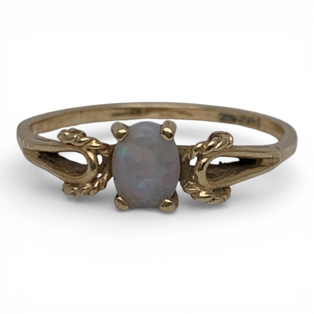 14k Yellow Gold & White Opal Ring: Marked 14k - Size 6.5 - 0.8 DwtGemstones Tested With Presidium Gem Tester Il - Berners Does Not Guarantee Authenticity Of Gemstones