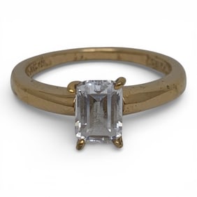 Sterling Silver Gold Tone Ring W Cubic Zirconia