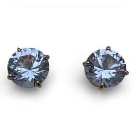 Pair Of 14k Yellow Gold & Blue Topaz Earrings