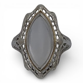 14k White Gold Ring With Stone