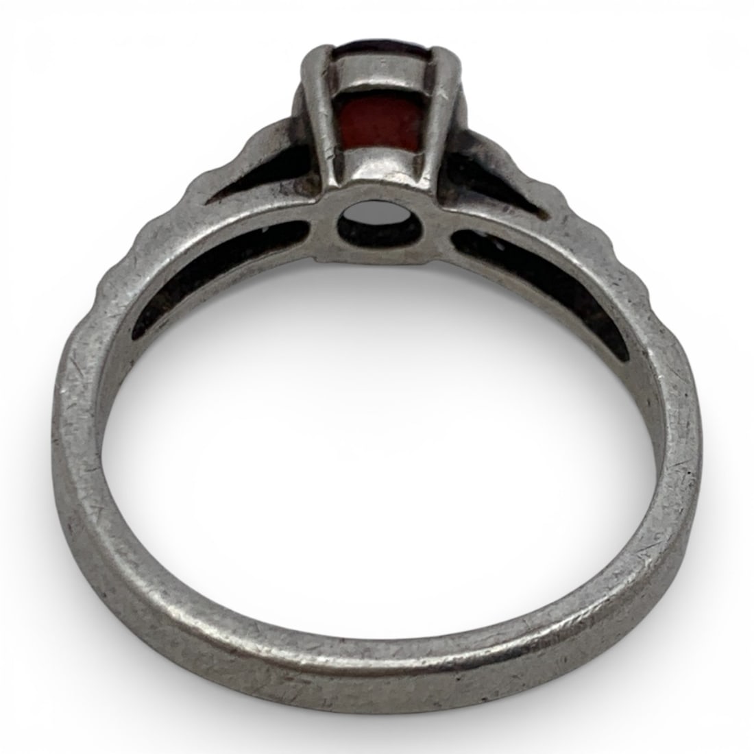 Sterling Silver Ring With Red Stone - 10