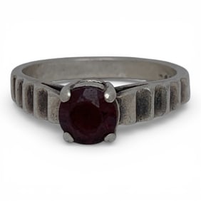 Sterling Silver Ring With Red Stone