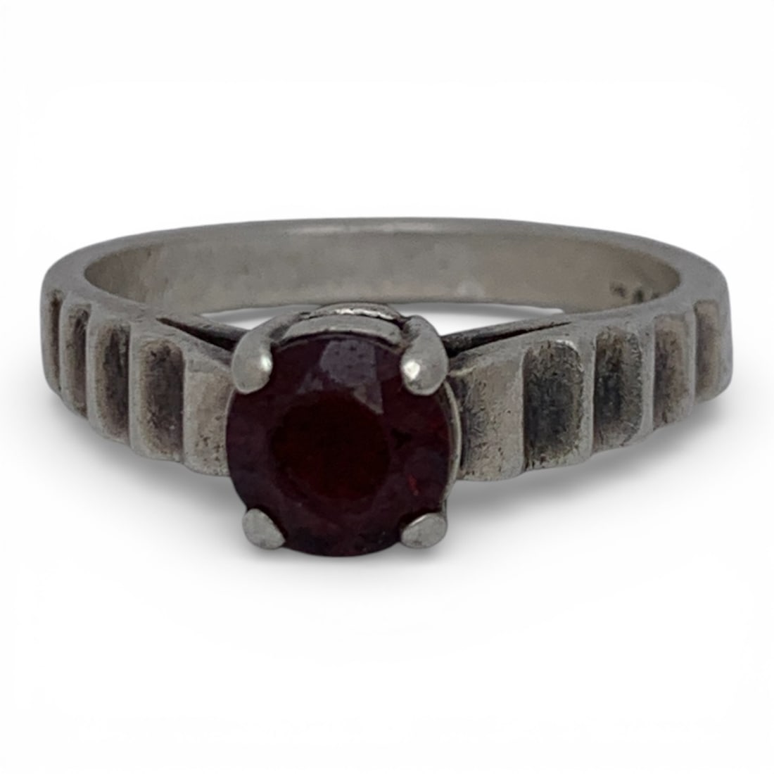 Sterling Silver Ring With Red Stone - 9