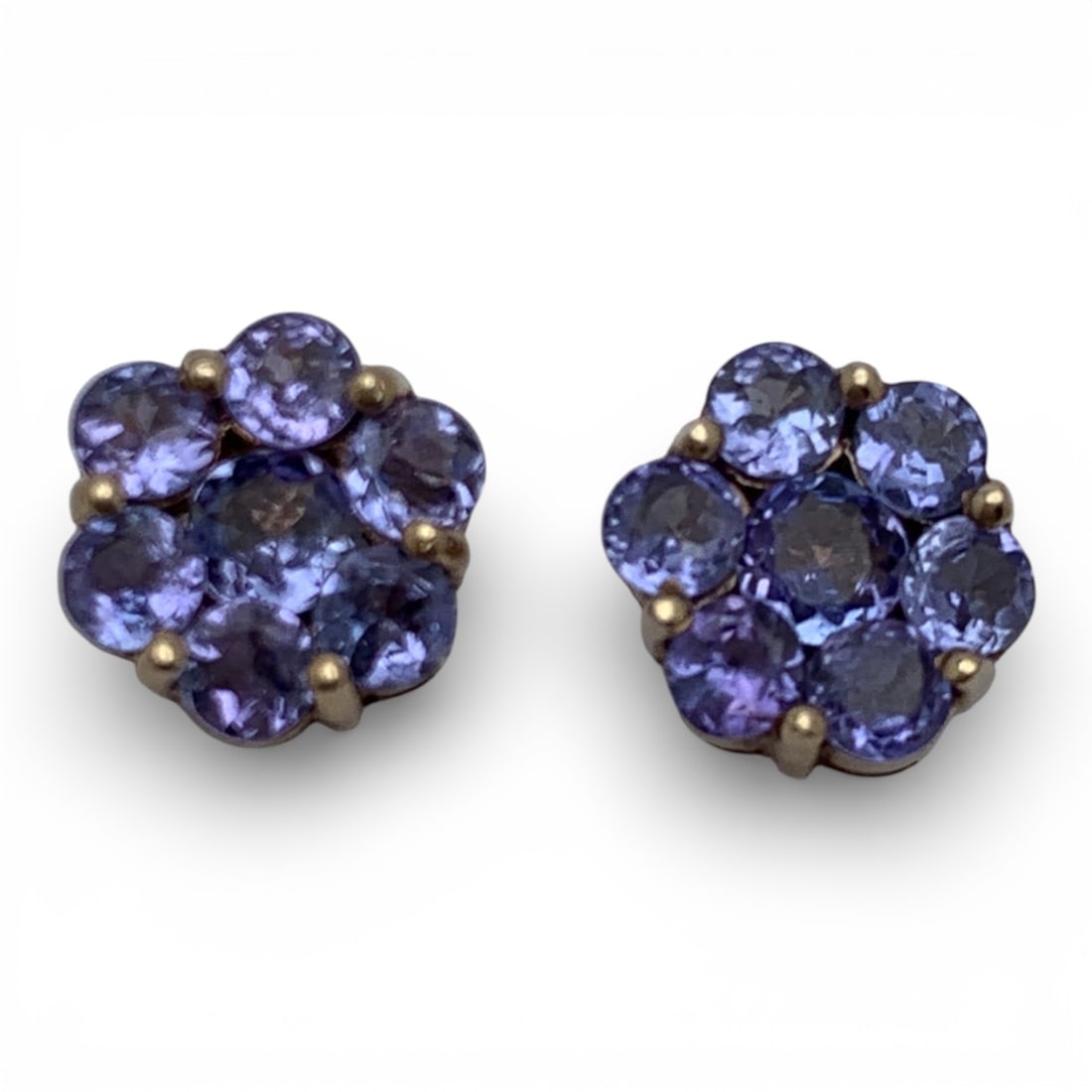 Pair Of 14k Yellow Gold & Tourmaline Earrings: Marked 14k - 3/8" Diameter - 1.3 DwtGemstones Tested With Presidium Gem Tester Il - Berners Does Not Guarantee Authenticity Of Gemstones