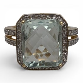 14k Yellow Gold Diamond & Spinel Ring