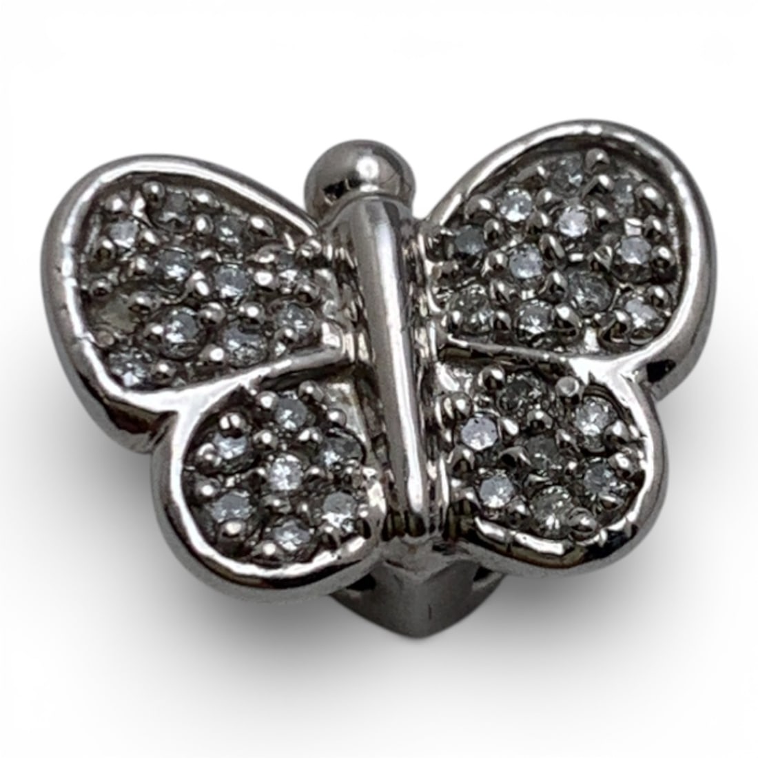 14k White Gold & Diamond Butterfly Pendant: Marked 14k - 5/8" Long - 2.1 DwtGemstones Tested With Presidium Gem Tester Il - Berners Does Not Guarantee Authenticity Of Gemstones