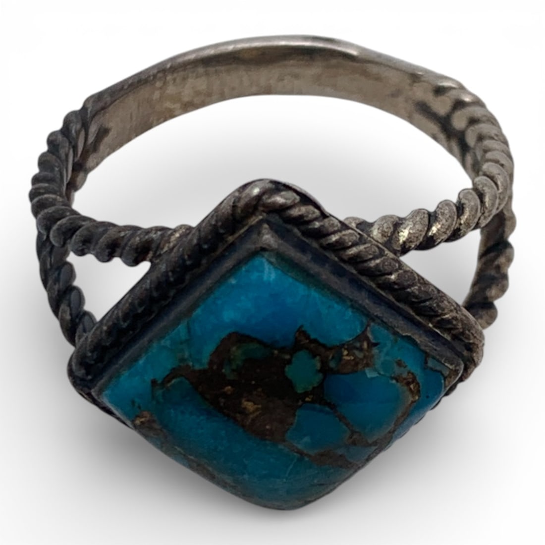 Sterling Silver Ring With Blue Stone - 8