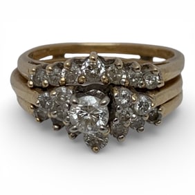 14k Yellow Gold & Diamond Wedding Set