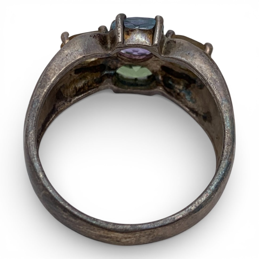 Sterling Silver Ring With Colored Stones - 10