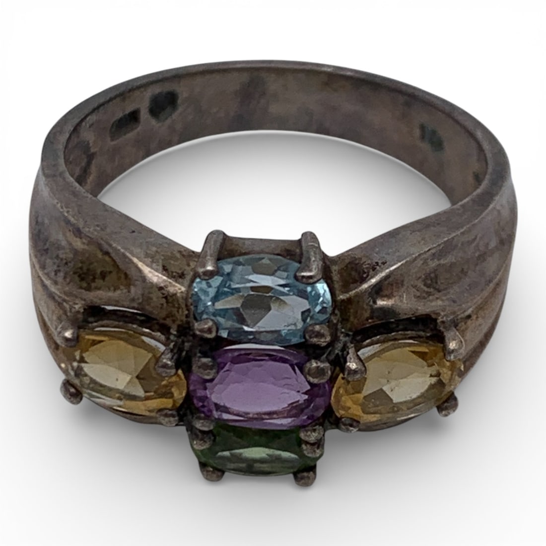 Sterling Silver Ring With Colored Stones - 4