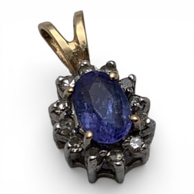 14k Yellow Gold Diamond & Tourmaline Pendant