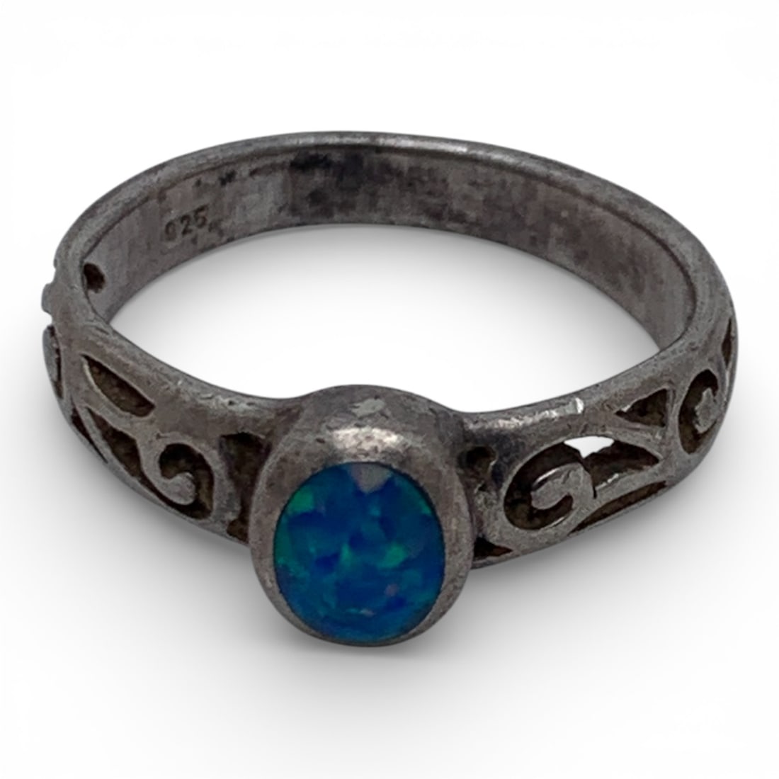 Sterling Silver & Opal Ring - 8