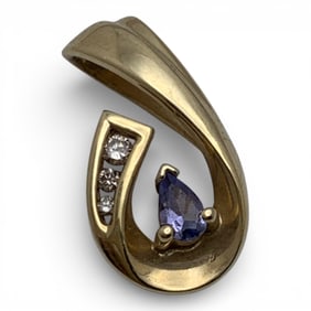 14k Gold Tourmaline & Champagne Diamond Pendant