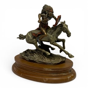 Style Of Frederic Remington Pewter Sculpture