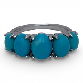 Sterling Silver Ring With Blue Stones