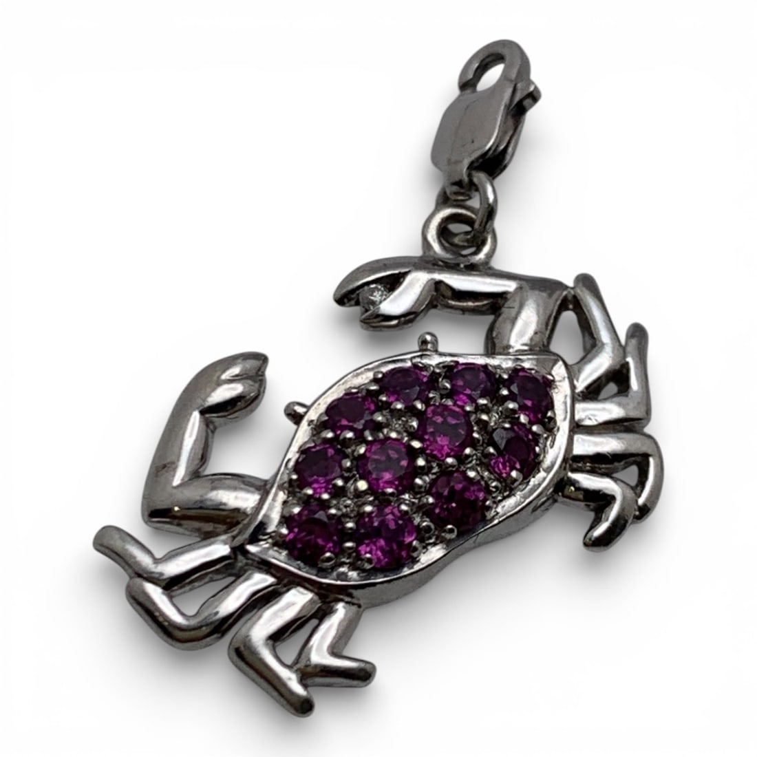 14k White Gold & Pink Tourmaline Crab Pendant: Marked 14k - 1 1/4" Long - 1.8 DwtGemstones Tested With Presidium Gem Tester Il - Berners Does Not Guarantee Authenticity Of Gemstones