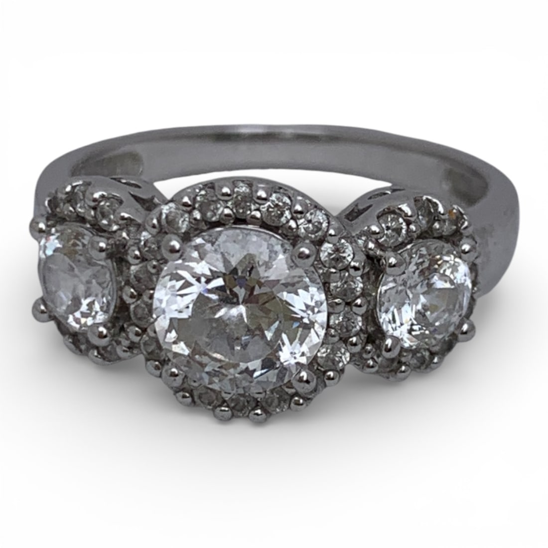 Sterling Silver & Cubic Zirconia Ring: Marked 925 Cz - Size 7 - 3.6 Grams