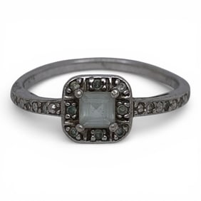 Sterling Silver Ring With Clear Stones