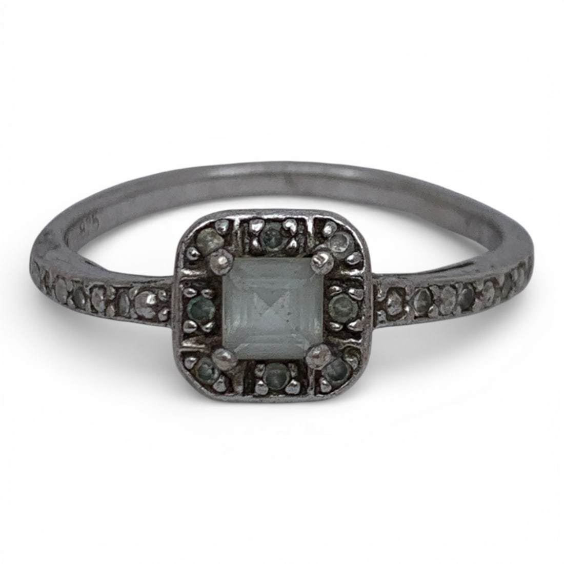 Sterling Silver Ring With Clear Stones: Marked 925 - Size 10.5 - 2.6 Grams