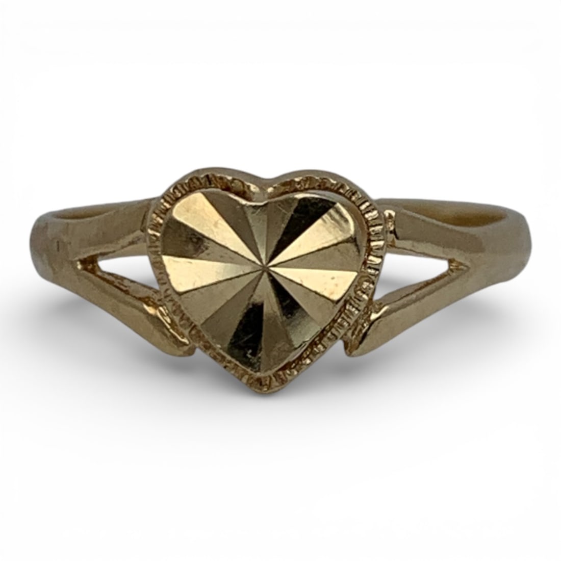 14k Yellow Gold Heart Ring: Marked 14k - Size 5 - 0.8 DwtGemstones Tested With Presidium Gem Tester Il - Berners Does Not Guarantee Authenticity Of Gemstones