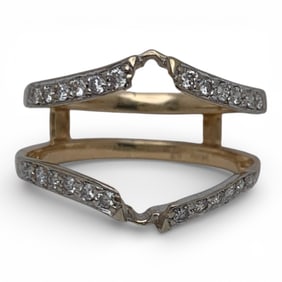 14k Yellow Gold Jacket Ring With White Diamonds