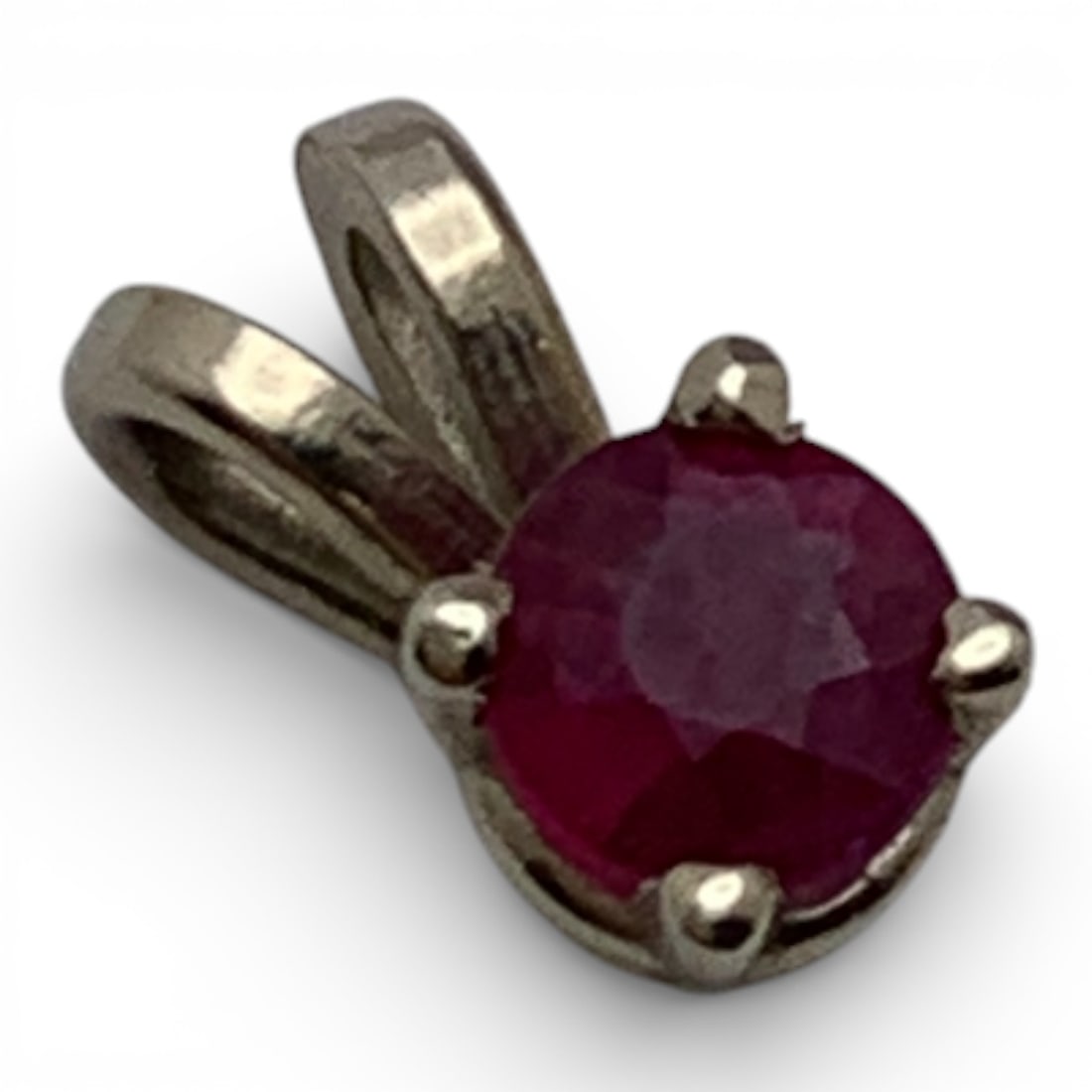 14k White Gold & Ruby Pendant - 3