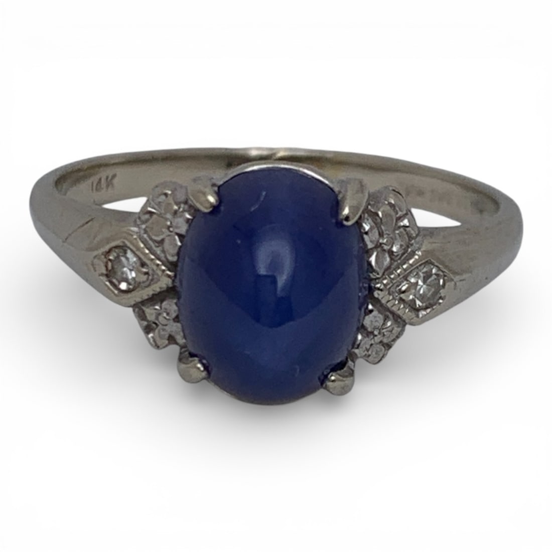 14k White Gold Diamond & Star Sapphire Ring (1 of 4)