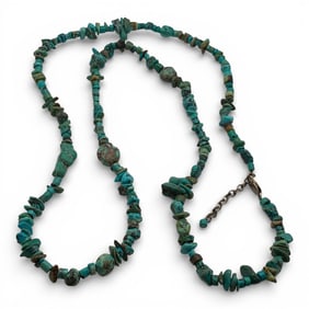 Turquoise Beaded Necklace W Sterling Clasp