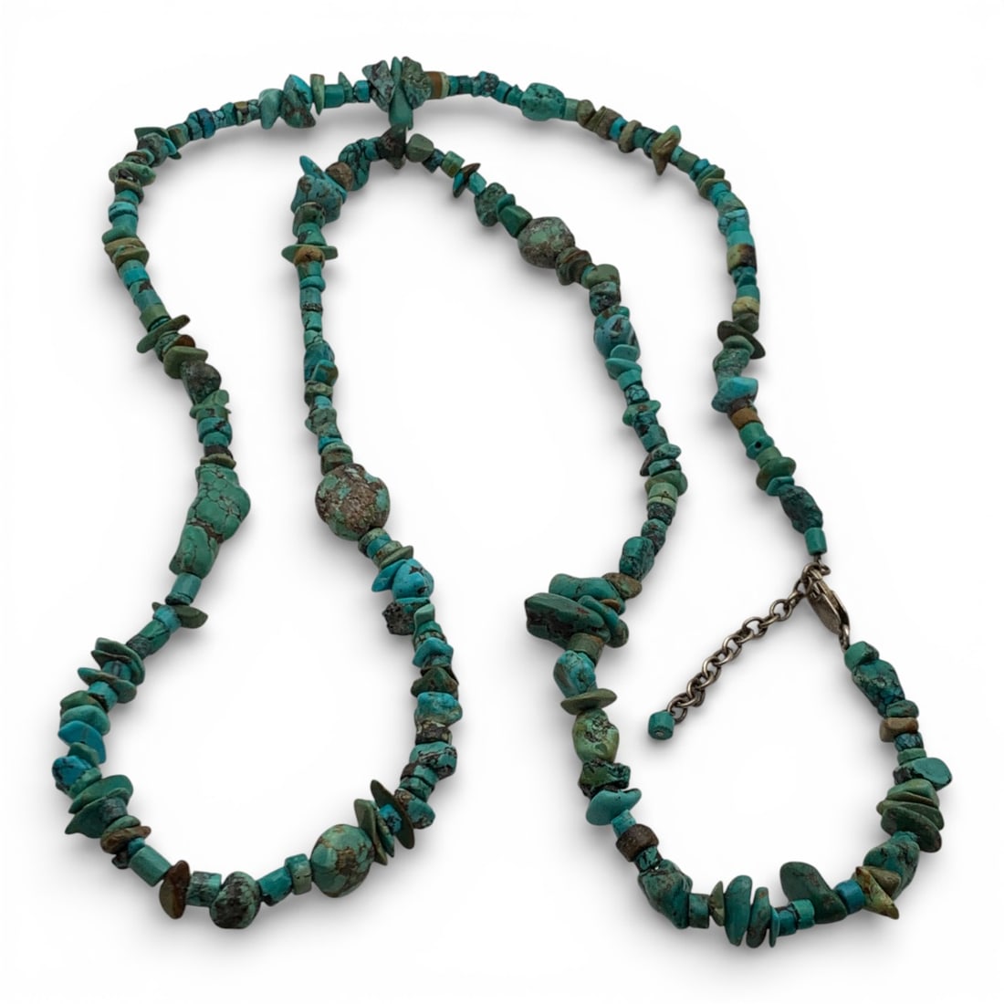 Turquoise Beaded Necklace W Sterling Clasp (1 of 3)