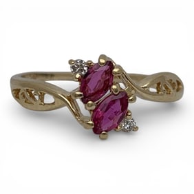 14k Yellow Gold Diamond & Ruby Ring