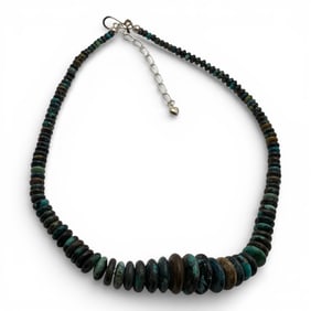 Turquoise Beaded Necklace W Sterling Clasp