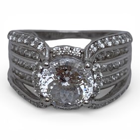 Sterling Silver & Clear Stone Ring