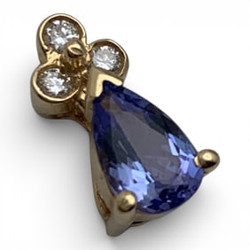 14k Yellow Gold Diamond & Tourmaline Pendant