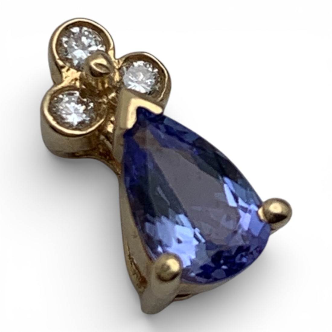 14k Yellow Gold Diamond & Tourmaline Pendant: Tests 14k - 1/2" Long - 0.8 DwtGemstones Tested With Presidium Gem Tester Il - Berners Does Not Guarantee Authenticity Of Gemstones