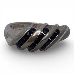 Sterling Silver Ring With Blue Stones
