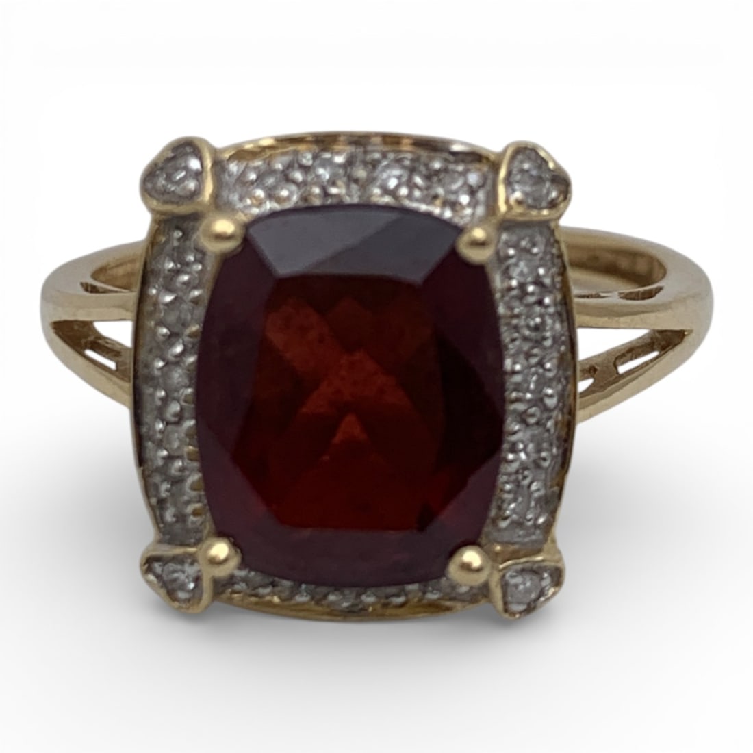 14k Yellow Gold Diamond & Garnet Ring (1 of 4)