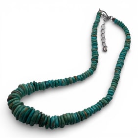 Turquoise Chunk Necklace W Sterling Clasp